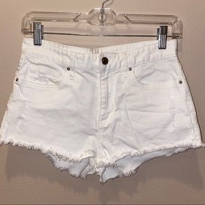 White denim shorts